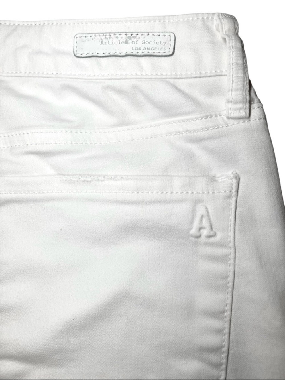 Articles of Society Carly Distressed Cropped Raw Hem Jeans in White Womens 28 - Picture 7 of 10